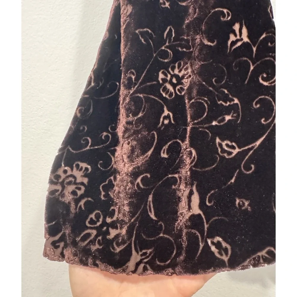 90s Y2K Look Cejon Silk Blend Brown Velvet Scarf Indie Boho Festival Whimsigoth